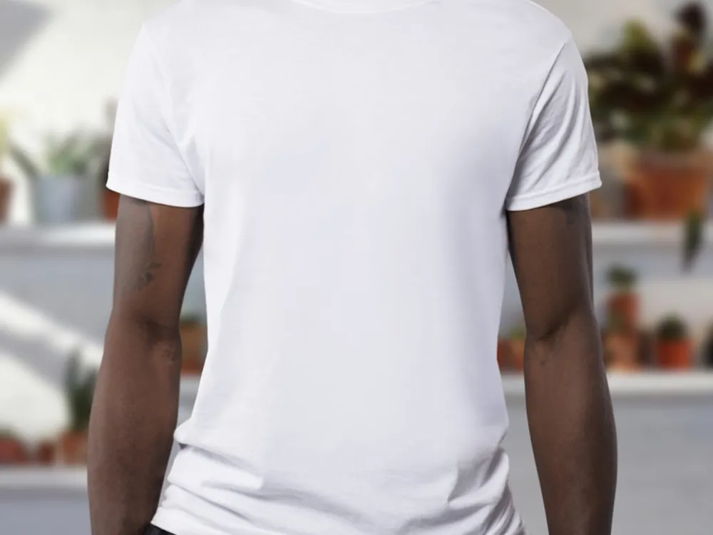 Premium blank white t-shirt on hanger